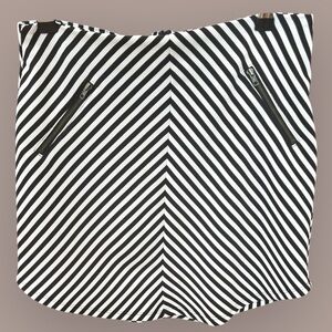 Black and White Striped Skirt‎ Monteau Brand with Zipper Accents